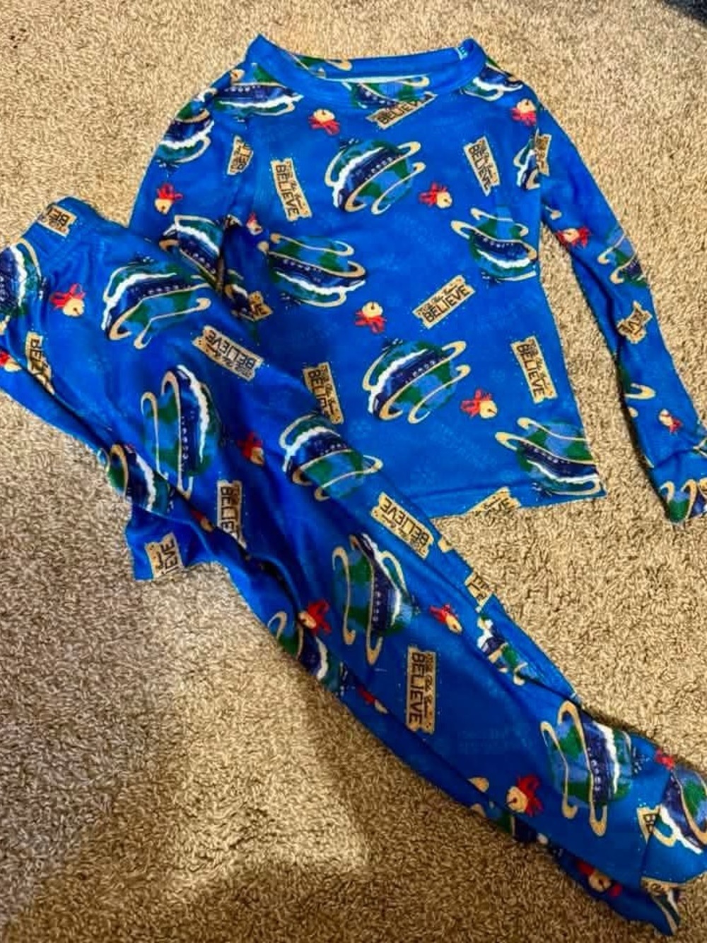 Blue Kids polar express two piece pajamas